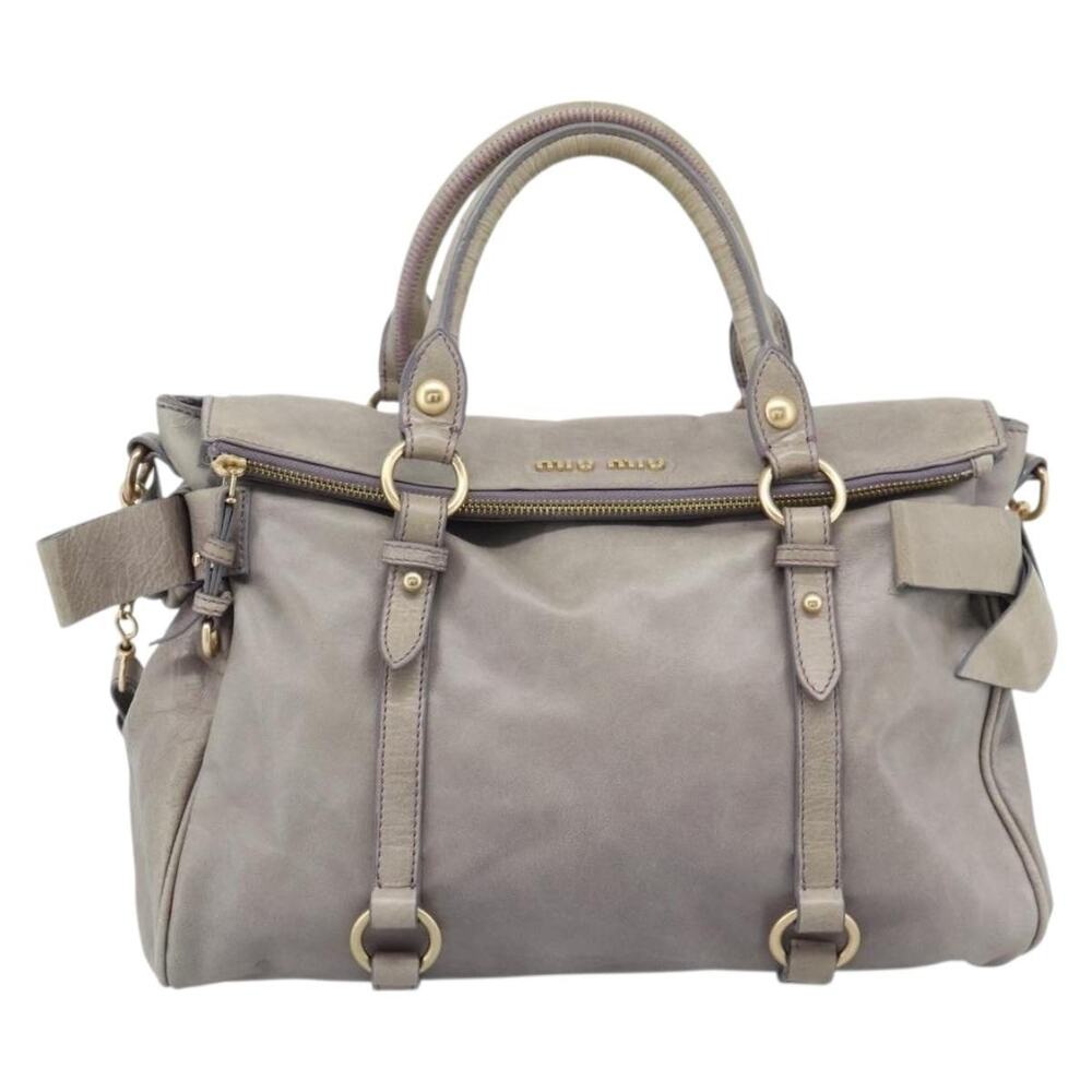 Miu Miu Leather Ribbon Handbag Purple
